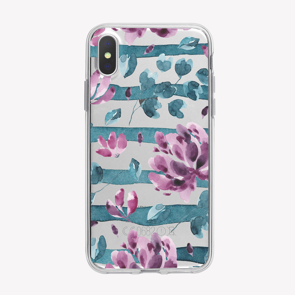 Purple Floral Striped iPhone Case from Tiny Quail