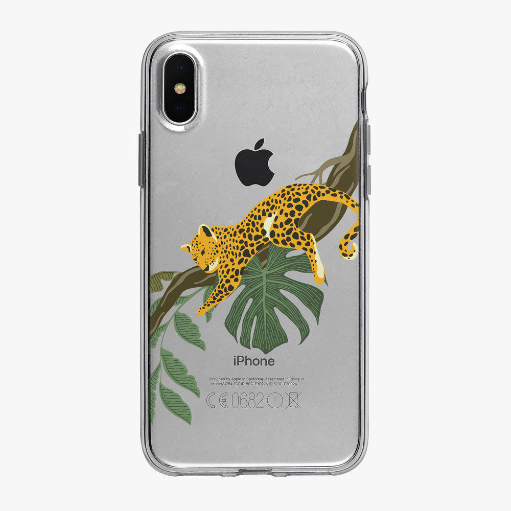 Jungle Leopard in a Tree Clear iPhone Case from Tiny Quail