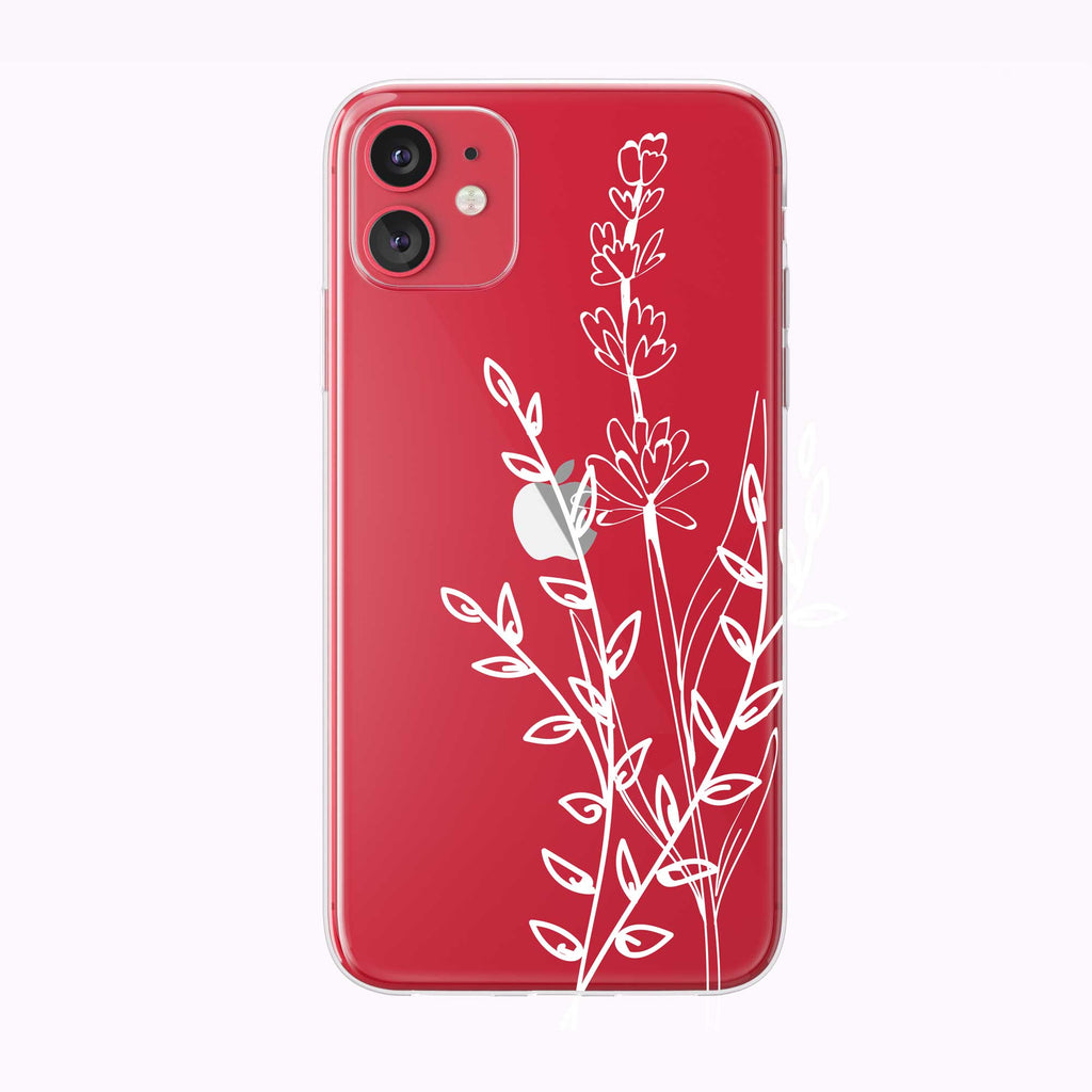 Line Art Simple Floral Clear iPhone Case from Tiny Quail on red  iPhone