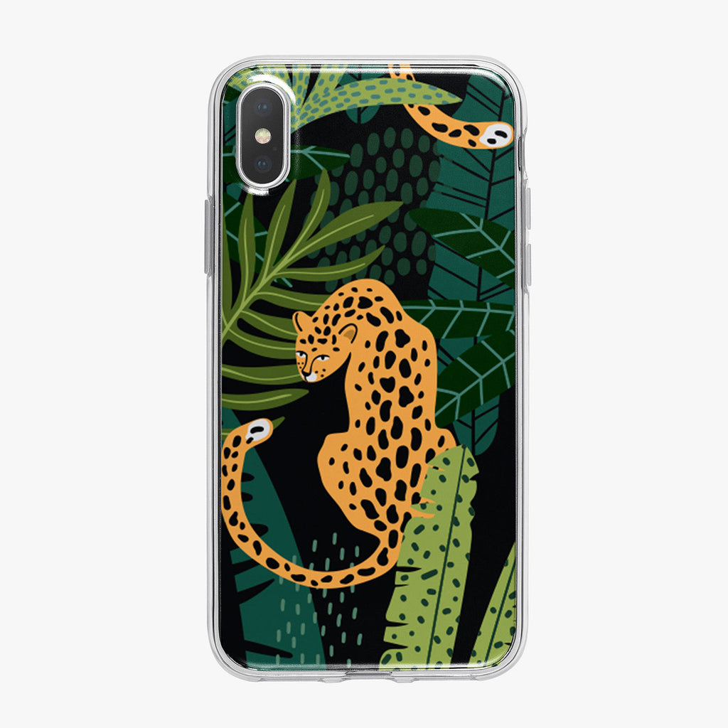 Leopard Sitting in Colorful Jungle iPhone Case from Tiny Quail
