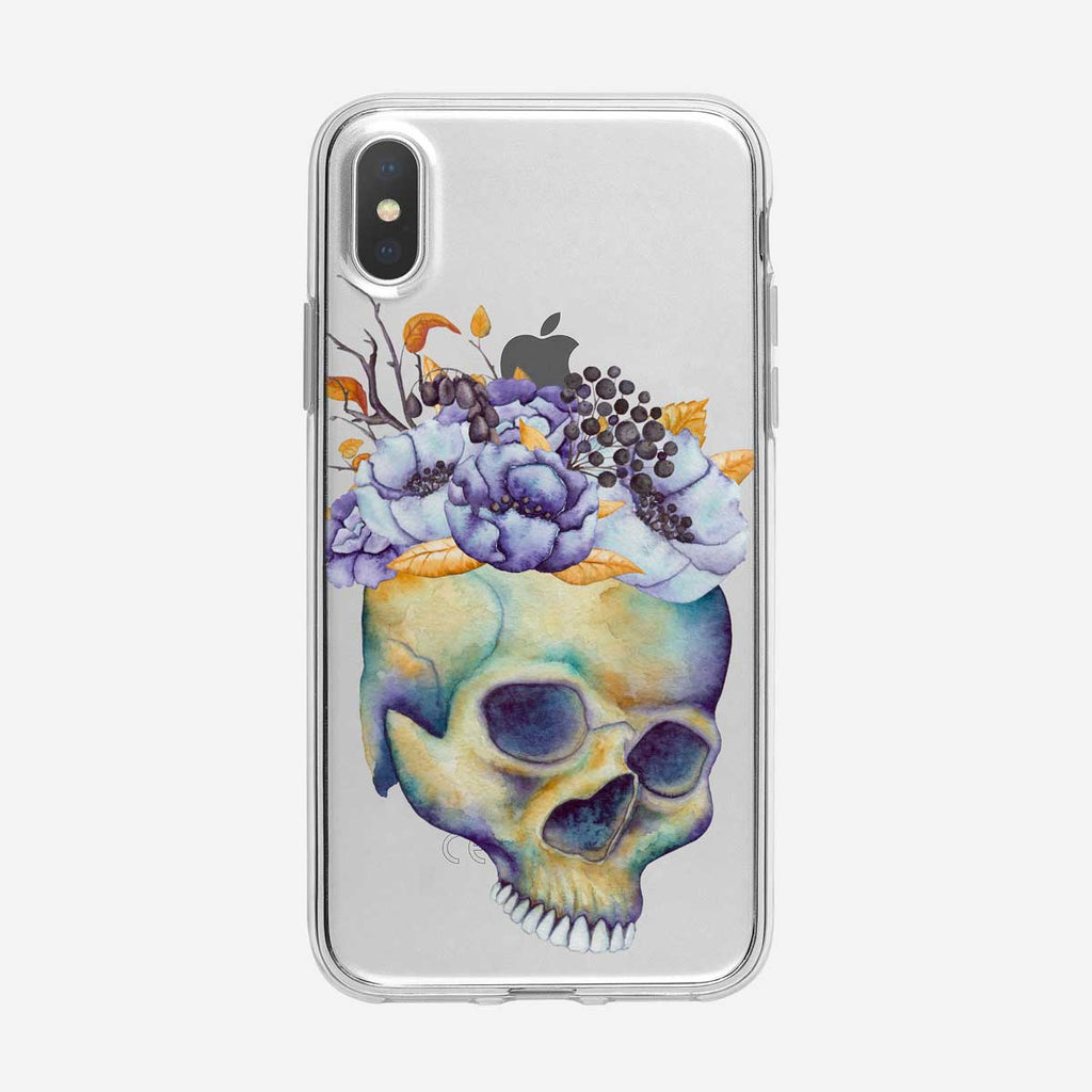 Watercolor Floral and Skull iPhone Case From Tiny Quail