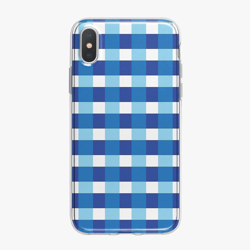 Blue and White Checkered Designer iPhone Case from Tiny Quail