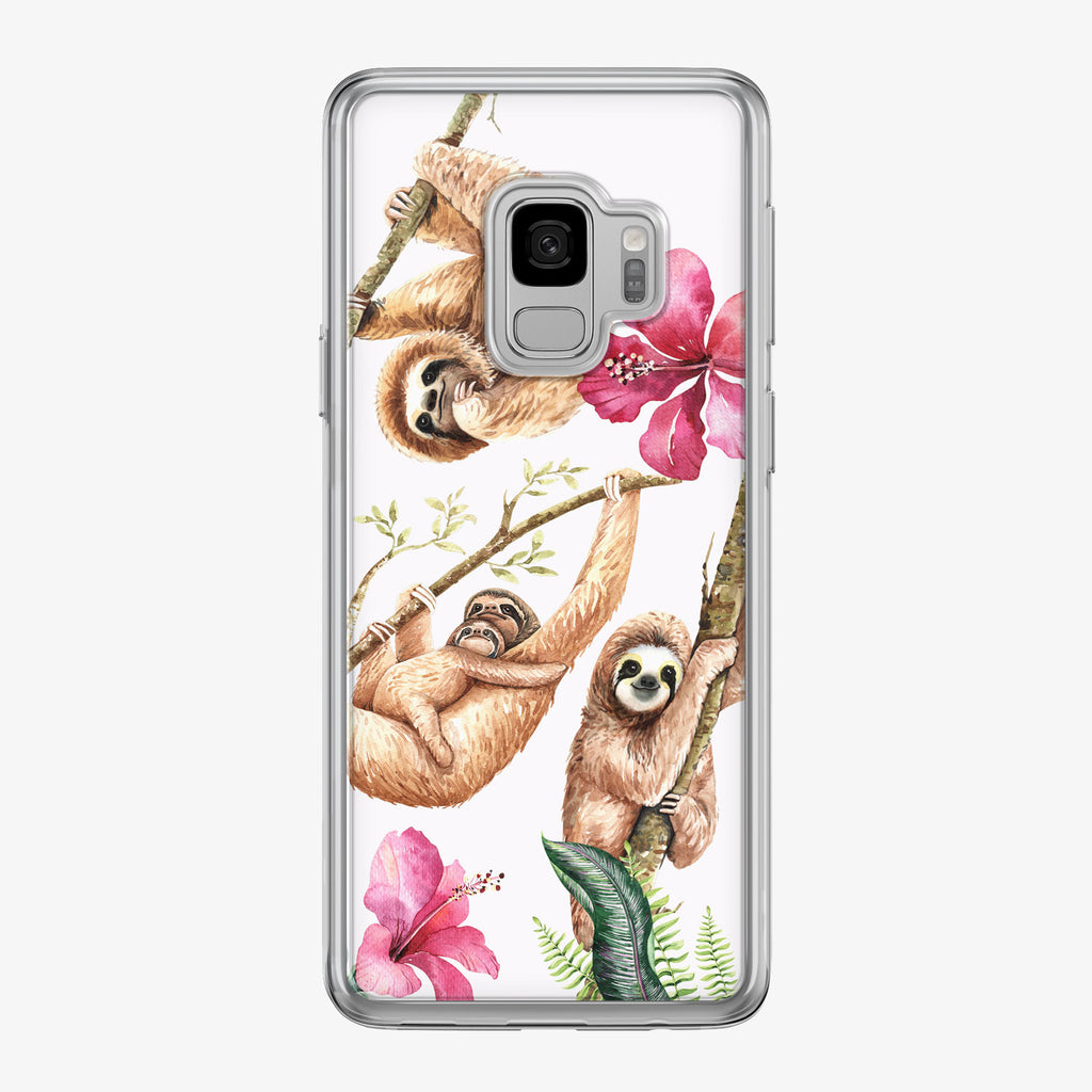 Cute Watercolor Sloth Family Samsung Galaxy Phone Case by Tiny Quail