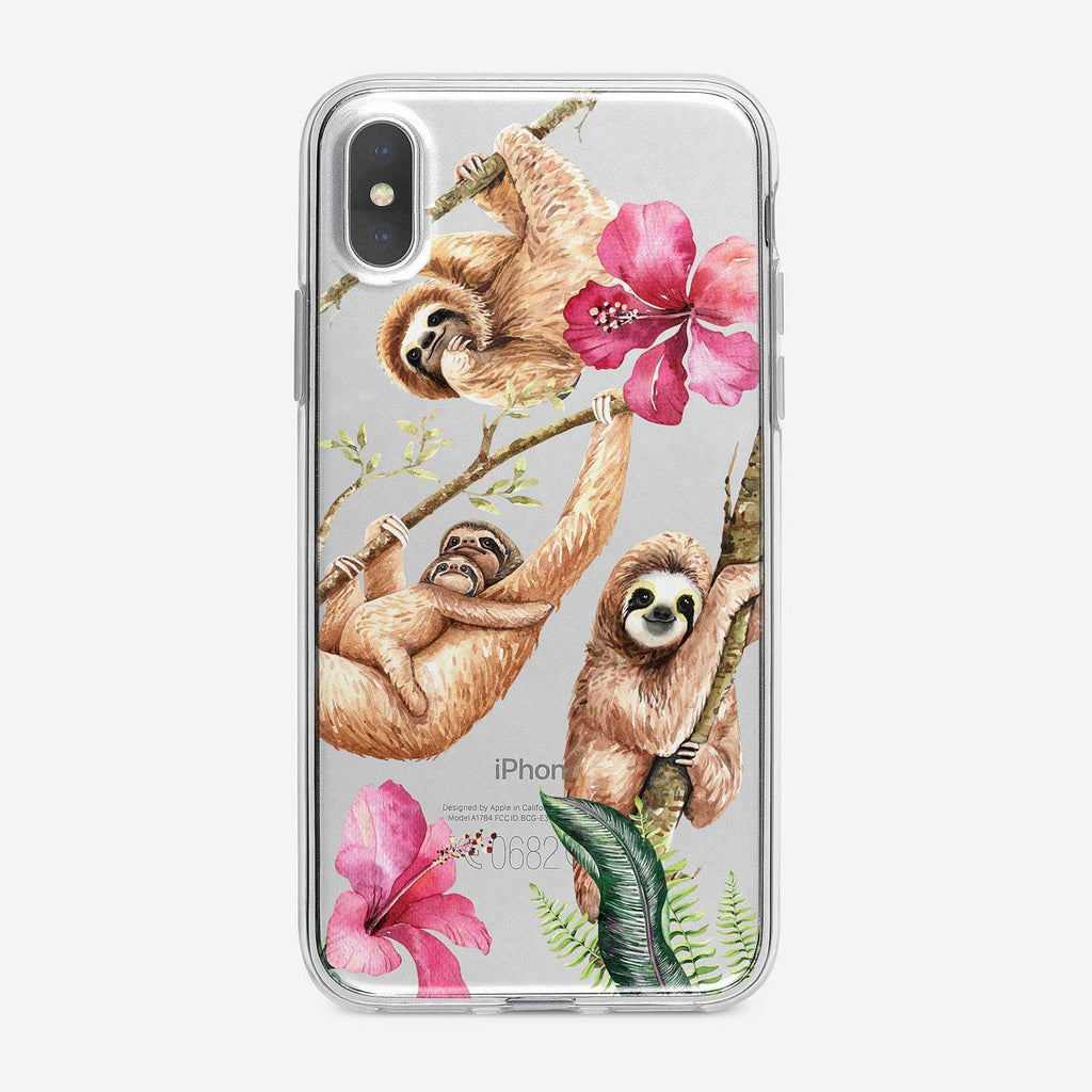 Cute Watercolor Sloth Family iPhone Case From Tiny Quail