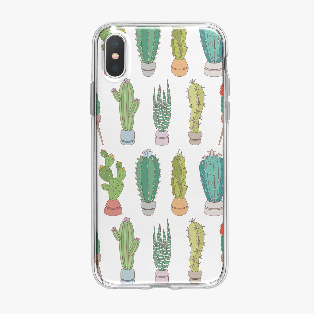 Colorful Small Cactus Pattern iPhone Case by Tiny Quail
