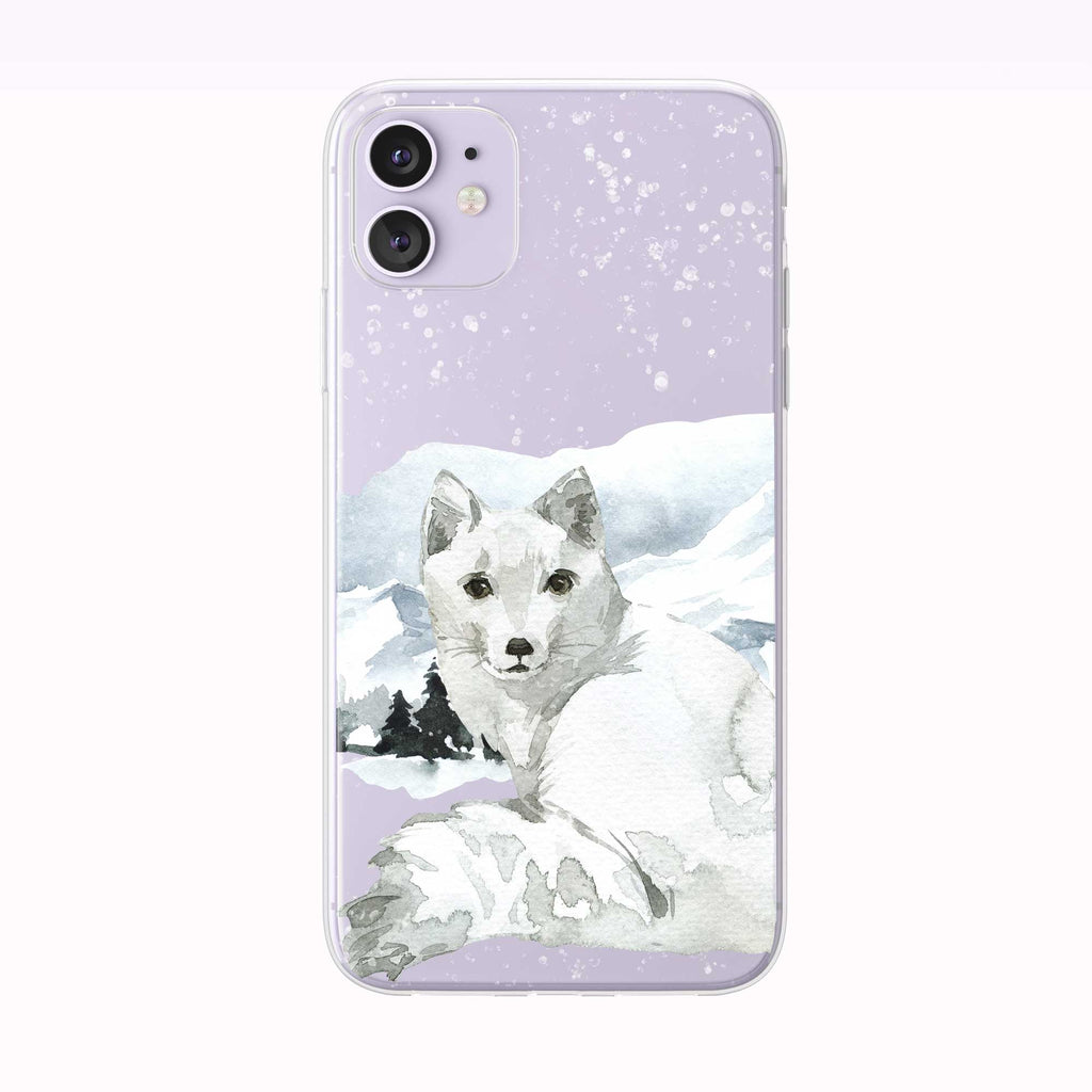 Mountain Snow Fox purple iPhone Case from Tiny Quail