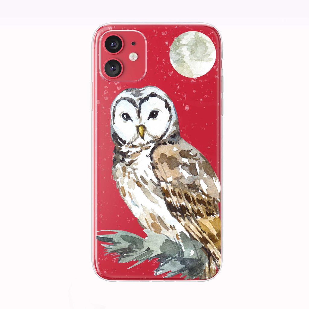 Snowing Moon Owl red iPhone Case from Tiny Quail