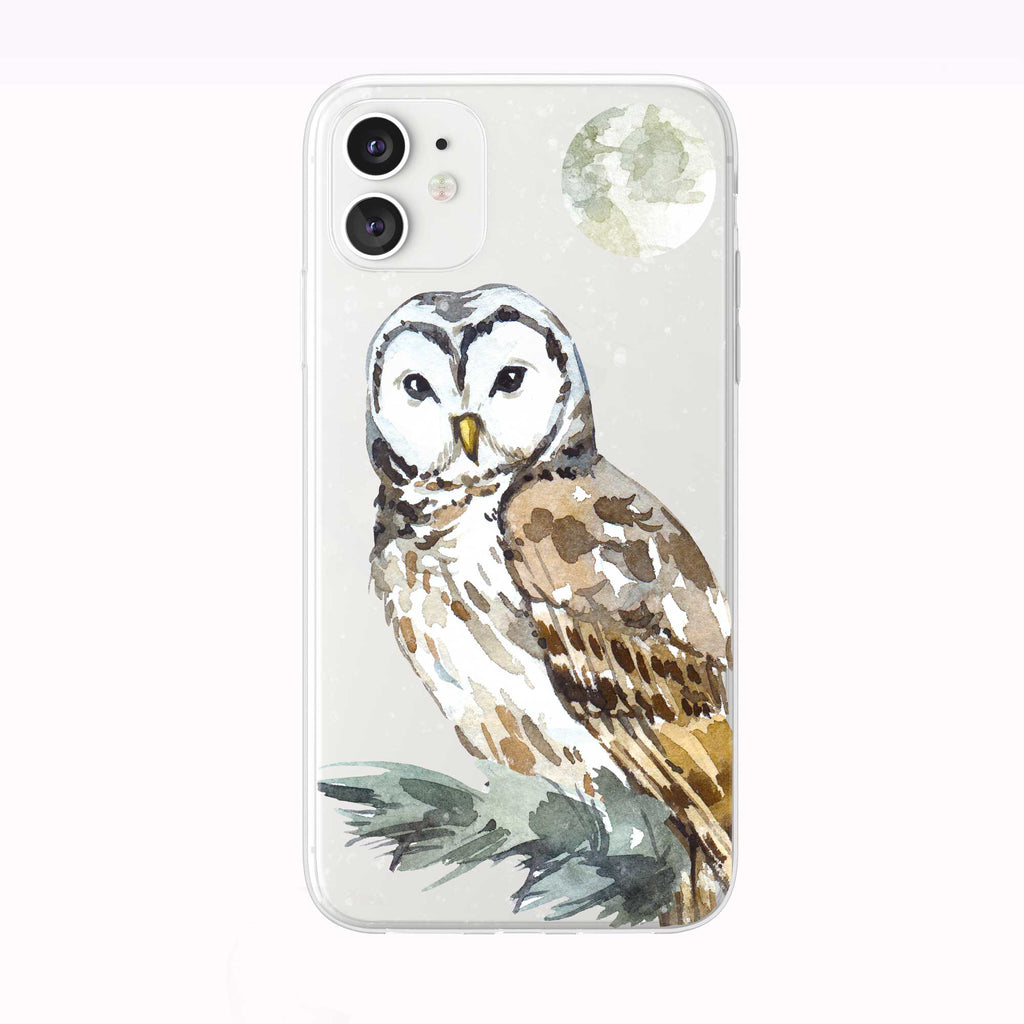Snowing Moon Owl white iPhone Case from Tiny Quail
