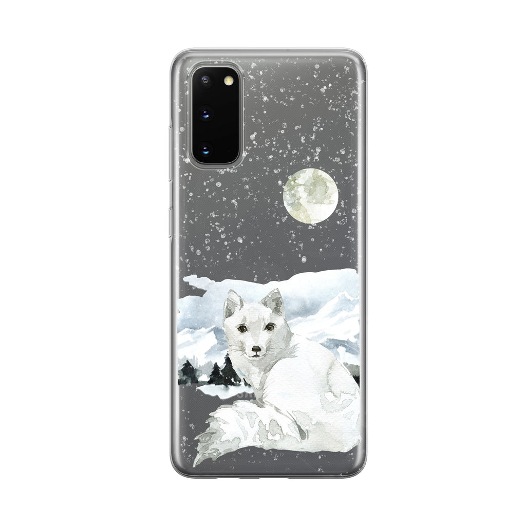 Snowy Mountain Moon Fox gray Samsung Galaxy Phone Case From Tiny Quail