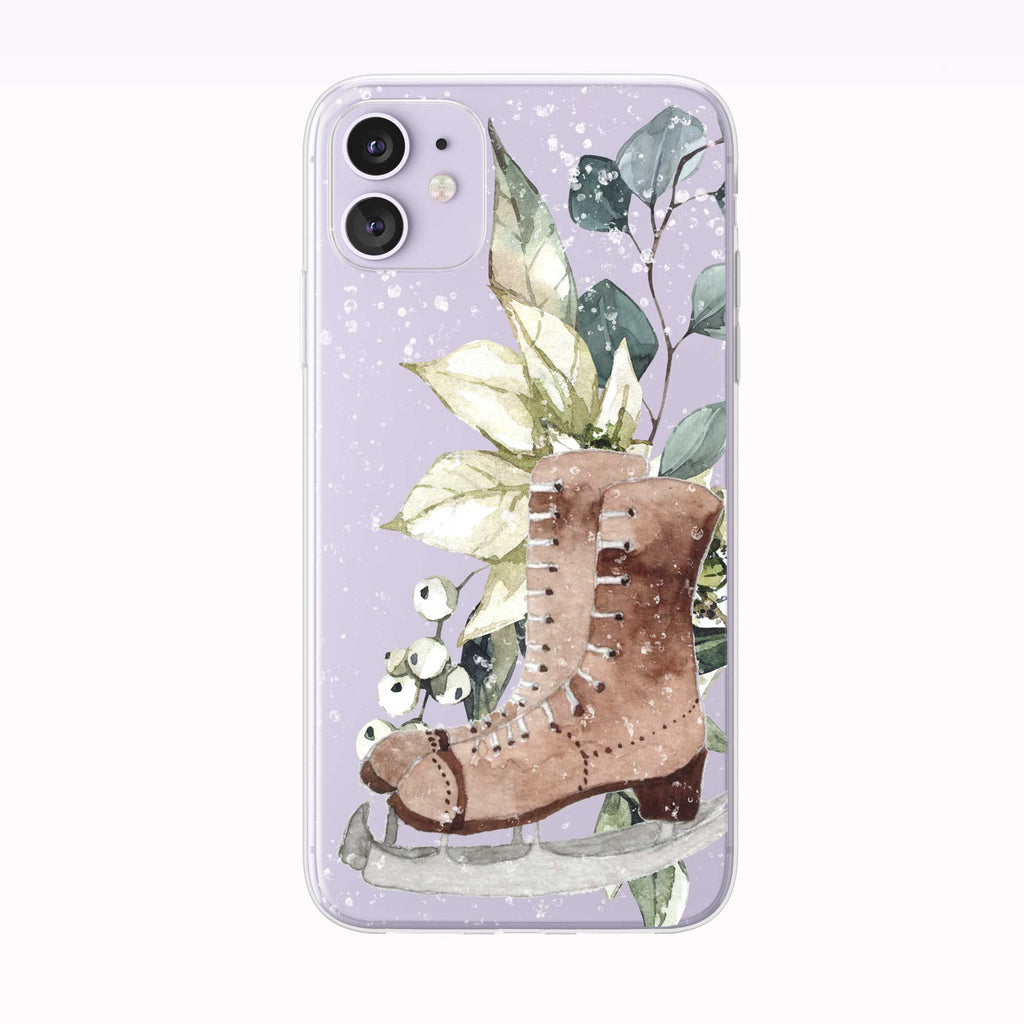 Snowing Winter Bouquet Skates purple iPhone Case from Tiny Quail