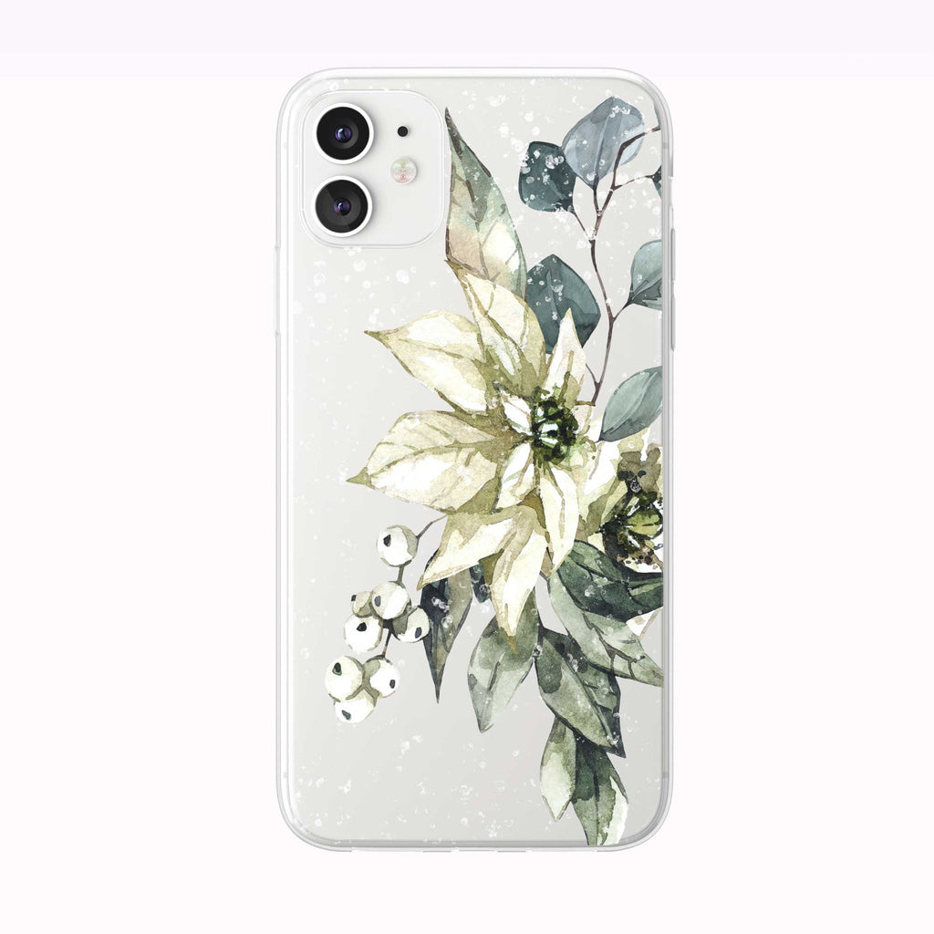 Snowing White Winter Bouquet white iPhone Case from Tiny Quail