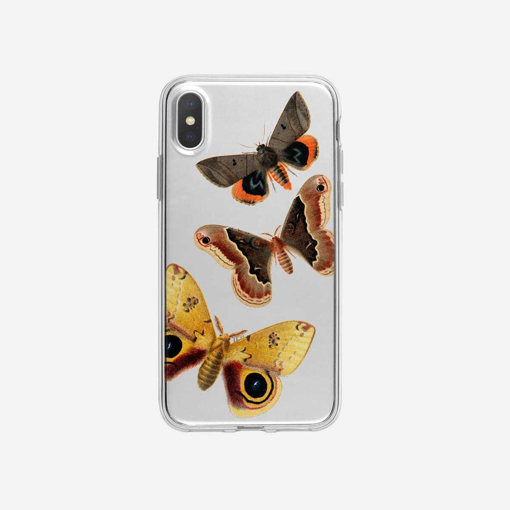 Colorful Soaring Moths Clear iPhone Case from Tiny Quail