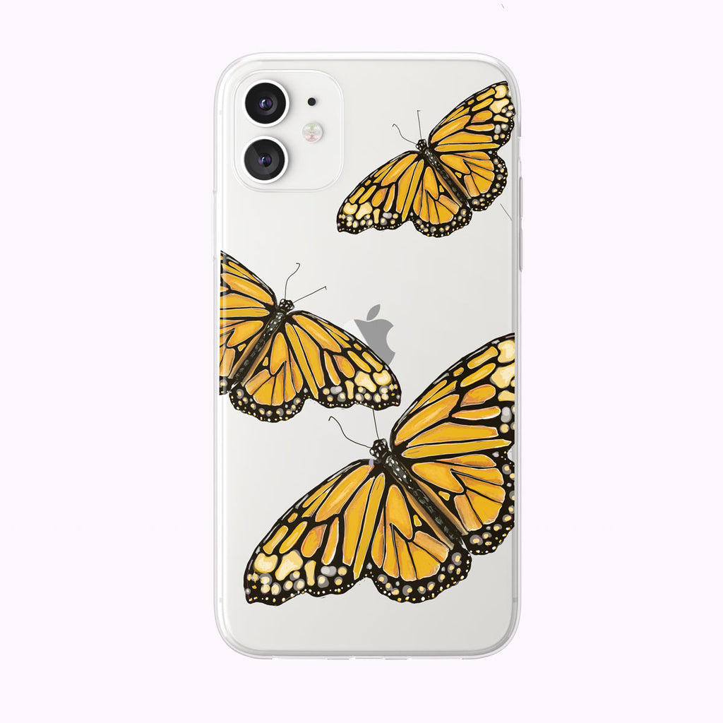 Yellow and Orange Watercolor Butterfly trio iPhone Case by Tiny Quail