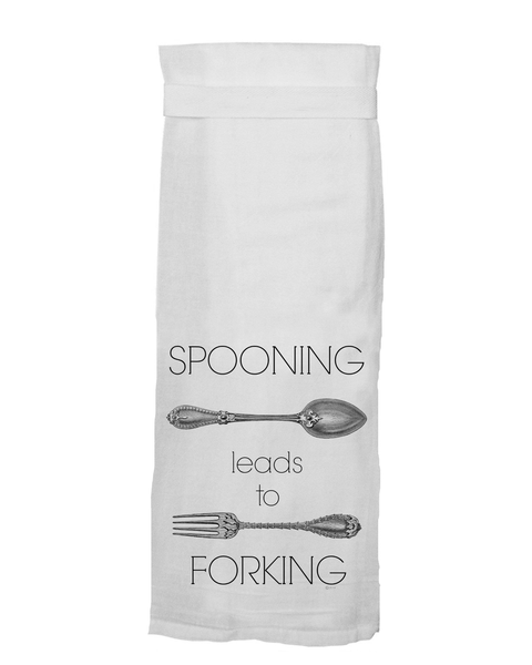 Spooning Leads to Forking Funny Kitchen Towel From Twisted Wares