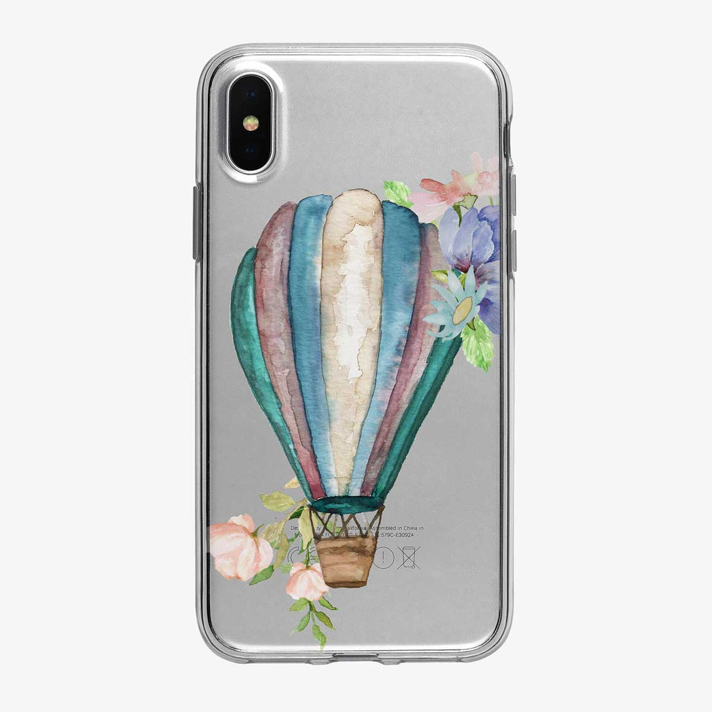 Striped Floral Hot Air Balloon Clear iPhone Case from Tiny Quail