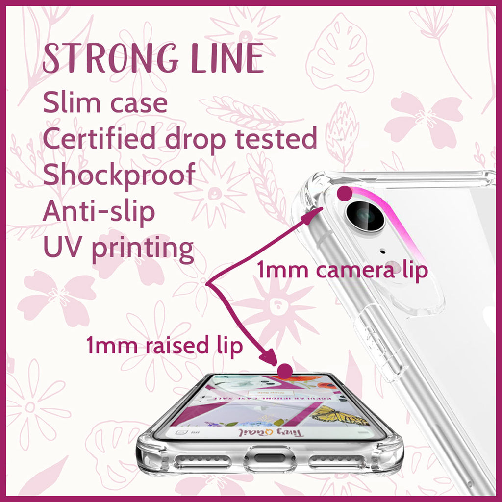 Illustration of strong drop tested phone case by Tiny Quail