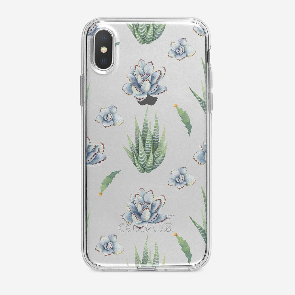Succulents Pattern Clear iPhone Case from Tiny Quail