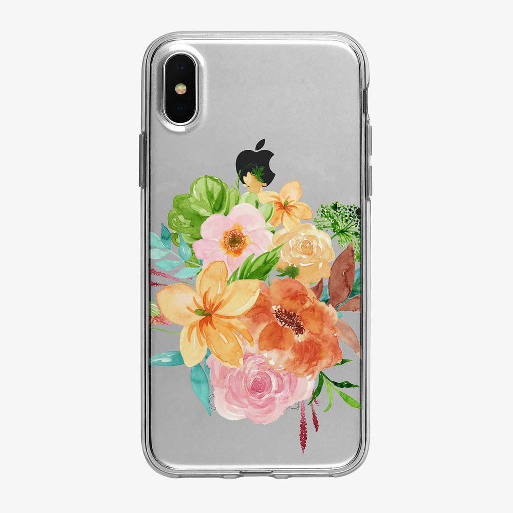 Orange and Pink Summer Bouquet Clear iPhone Case from Tiny Quail
