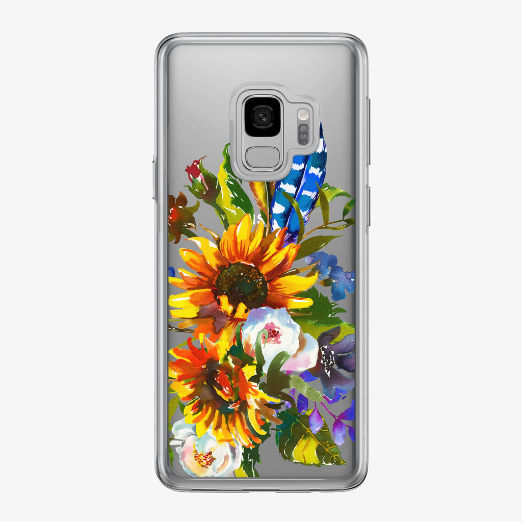 Sunflower Boho Bouquet Clear Samsung Galaxy Phone Case from Tiny Quail