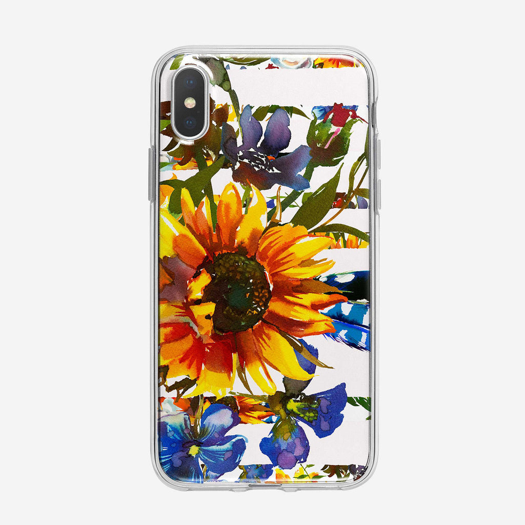 Pretty Sunflower Design Clear iPhone Case From Tiny Quail