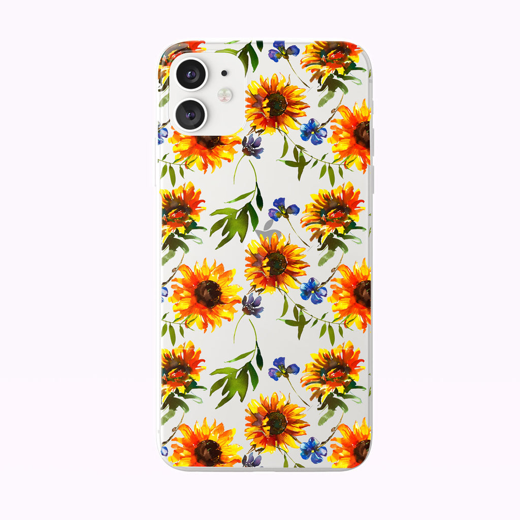Bright and Colorful Sunflower Pattern Clear iPhone Case from Tiny Quail