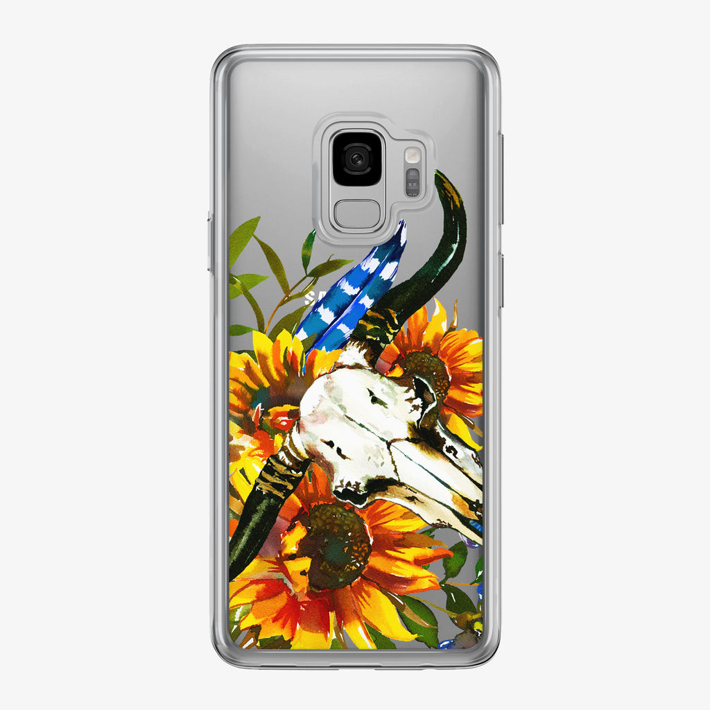 Sunflower Boho Bouquet Skull Samsung Galaxy Phone Case from Tiny Quail