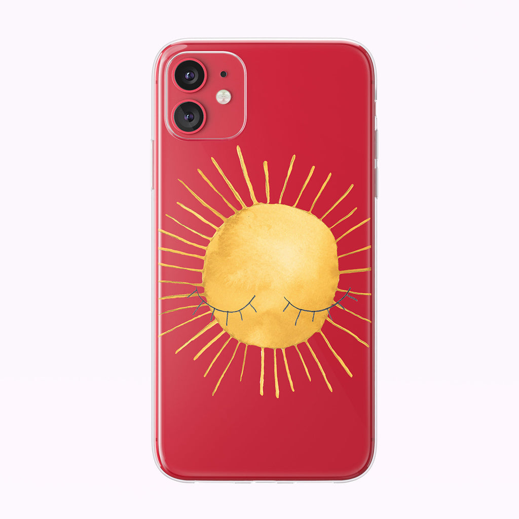 Cute Illustrated Summer Sun With Eyes Clear iPhone Case from Tiny Quail