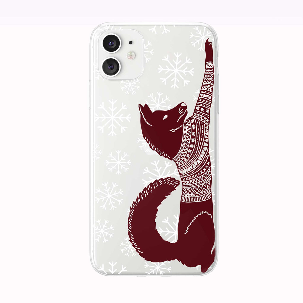 Stretching Fox With Sweater iPhone Case from Tiny Quail
