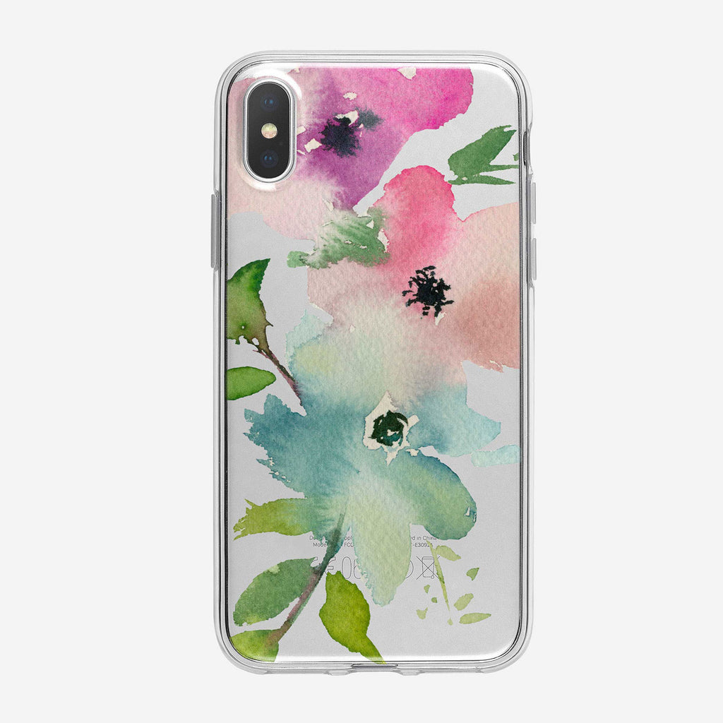Three Pastel Flowers Clear iPhone Case From Tiny Quail