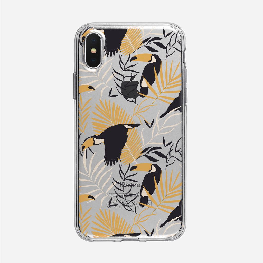 Subtle Tropical and Toucan Pattern Clear iPhone Case from Tiny Quail
