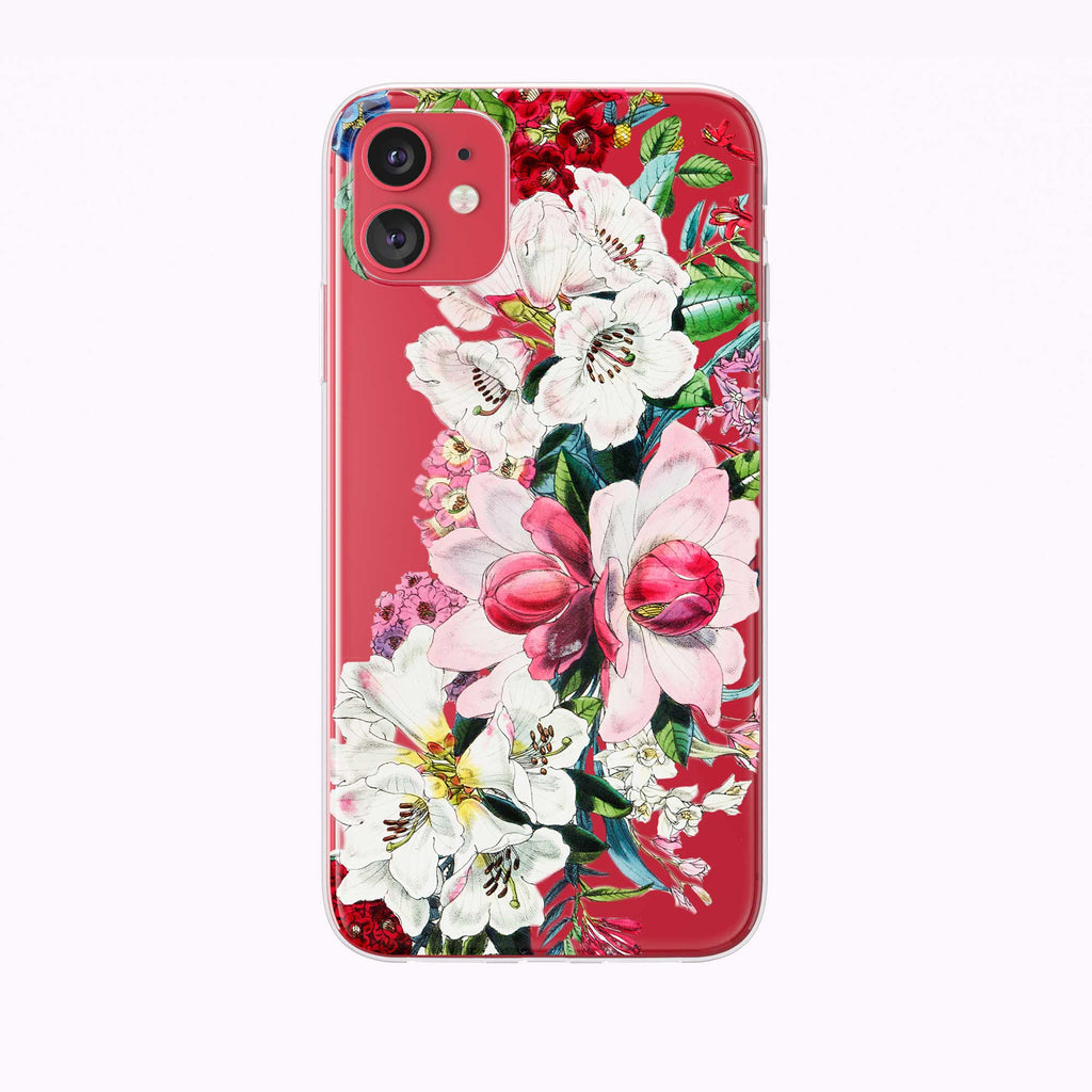 Tropical Botanical Floral on Clear iPhone Case from Tiny Quail