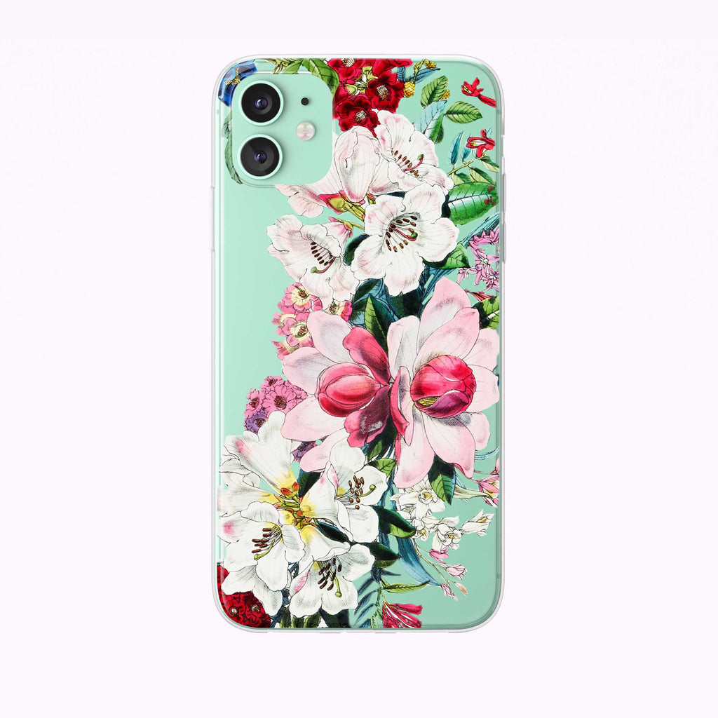 Tropical Botanical Floral on green iPhone Case from Tiny Quail