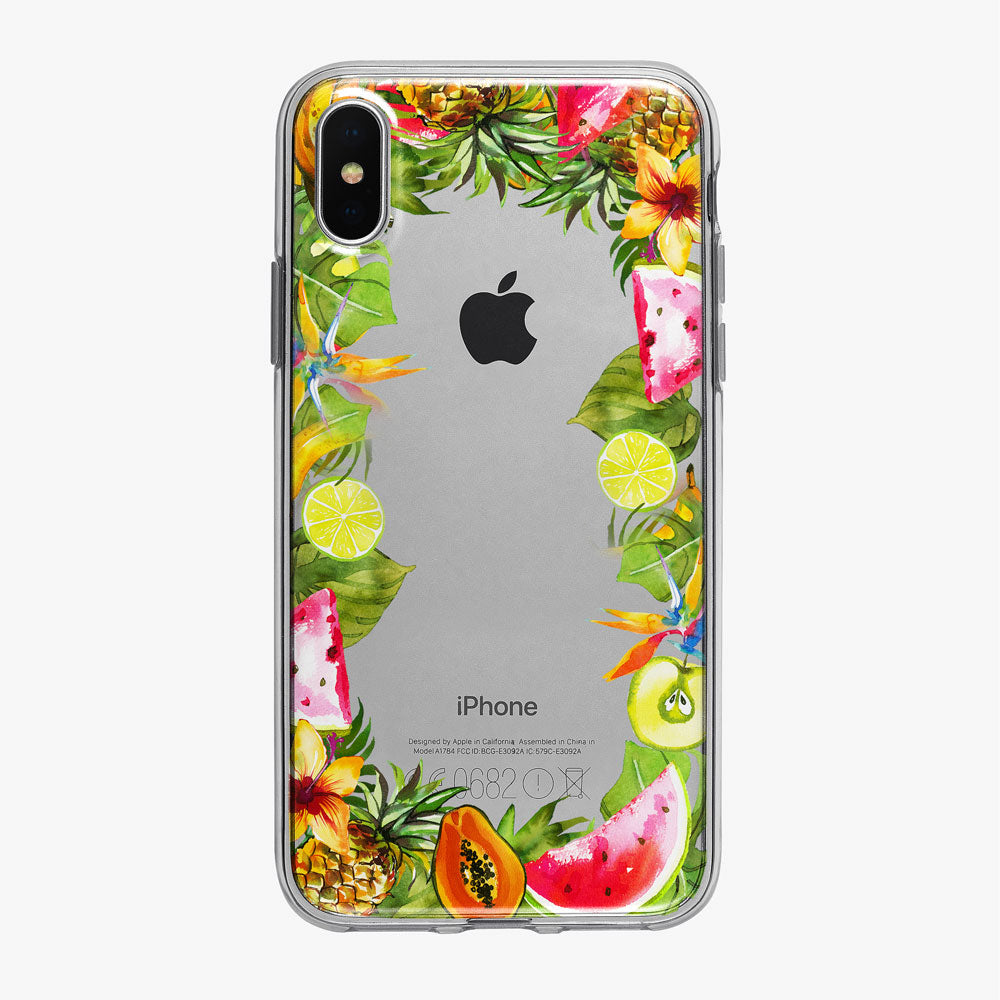 Tropical Fruit Frame Clear iPhone Case from Tiny Quail