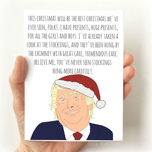 Trump Christmas Card, Trump santa hat, From Debbie Draws Funny