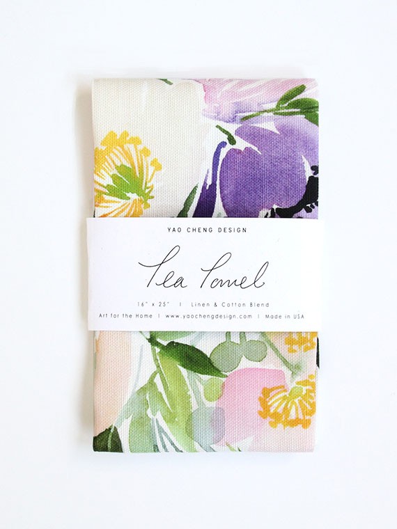 Poppies Arranged Watercolor Tea Towel - Tiny Quail 