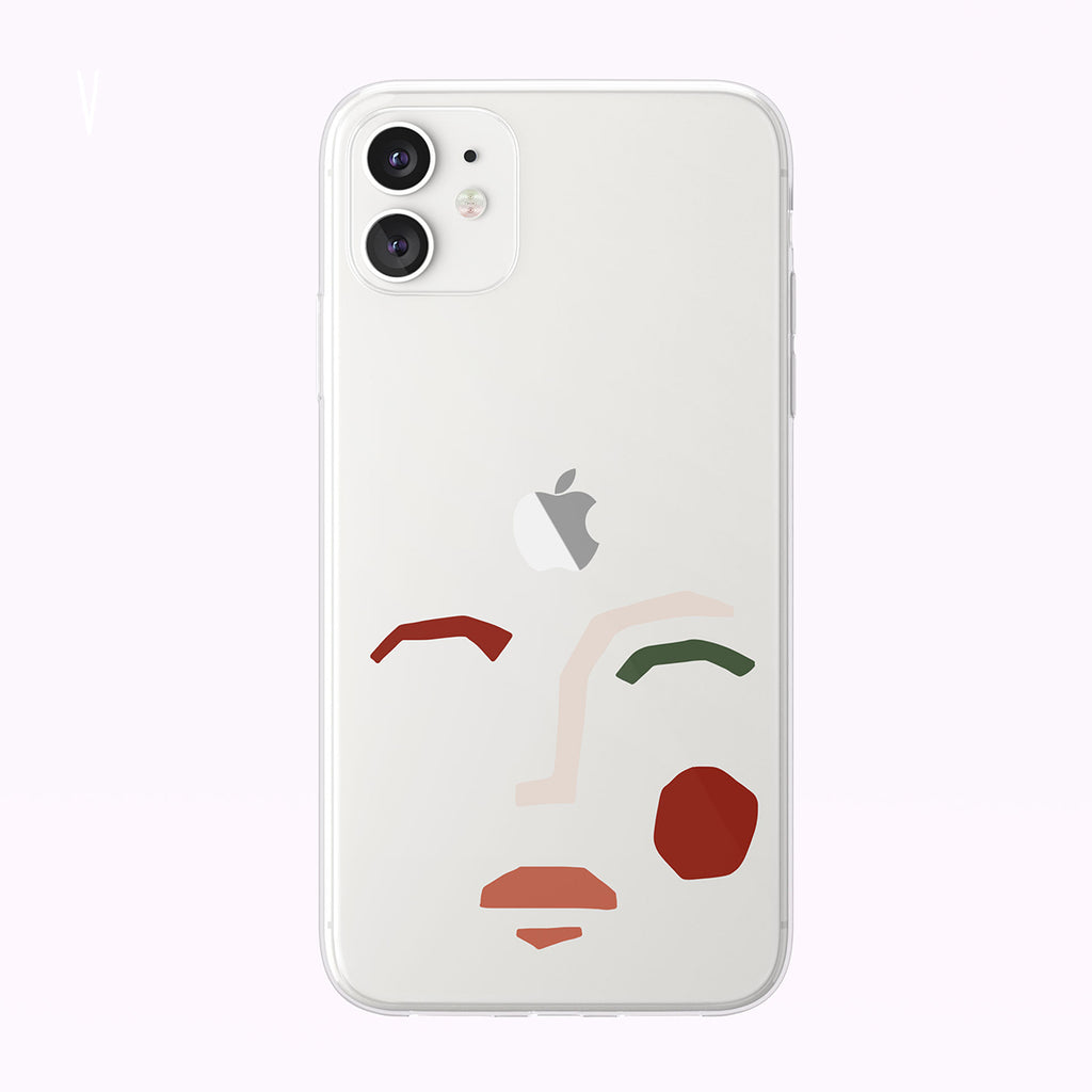 Cute Abstract Woman Face Clear iPhone Case from Tiny Quail