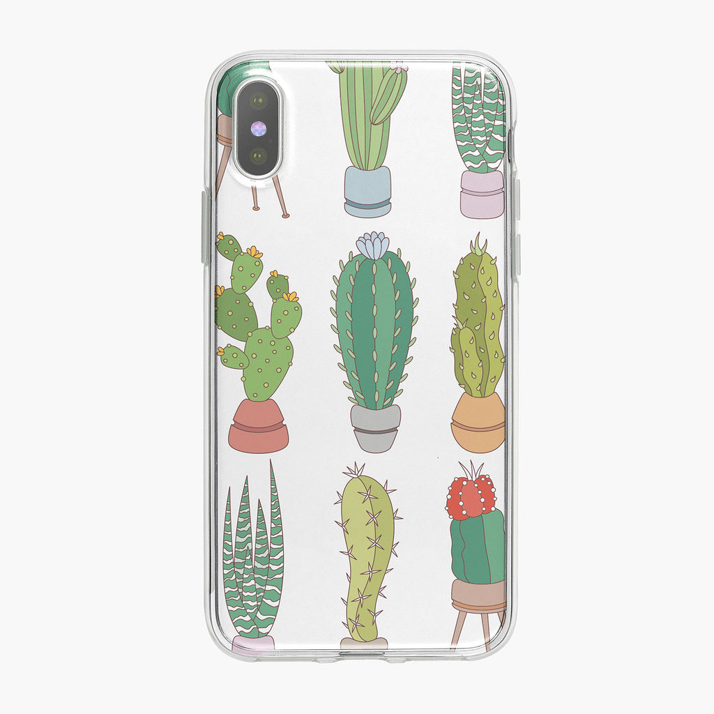 Colorful Large Cactus Pattern iPhone Case by Tiny Quail