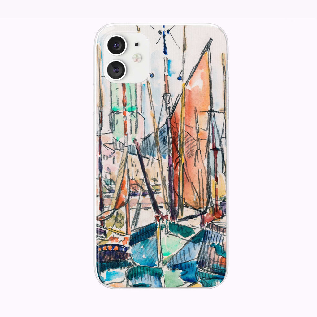 Vintage Boat Harbor Painting iPhone Case from Tiny Quail