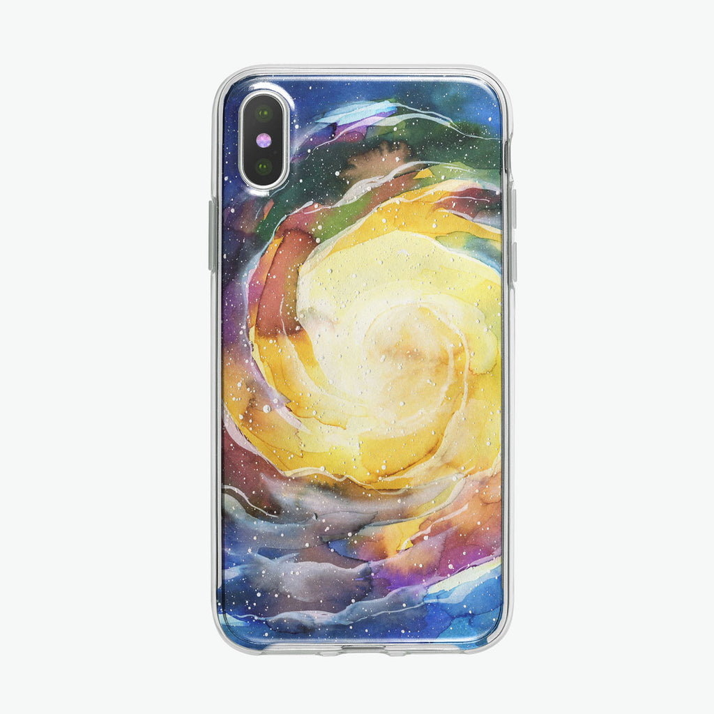 Yellow Space Vortex iPhone Case by Tiny Quail