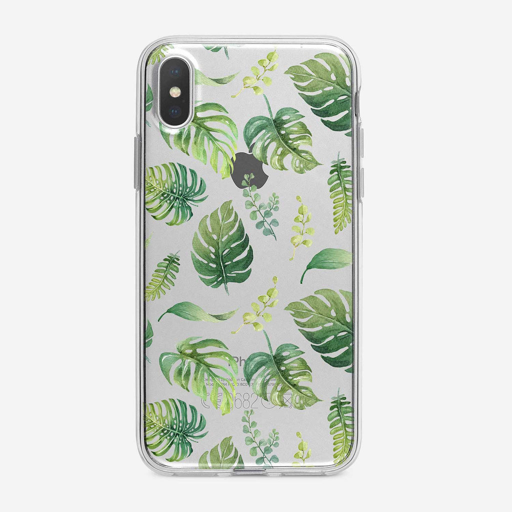 Watercolor Tropical Leaves clear iPhone case from Tiny Quail