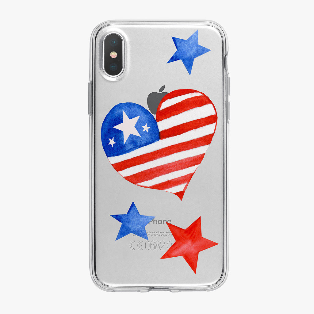 Patriotic Heart and Stars iPhone Case by Tiny Quail