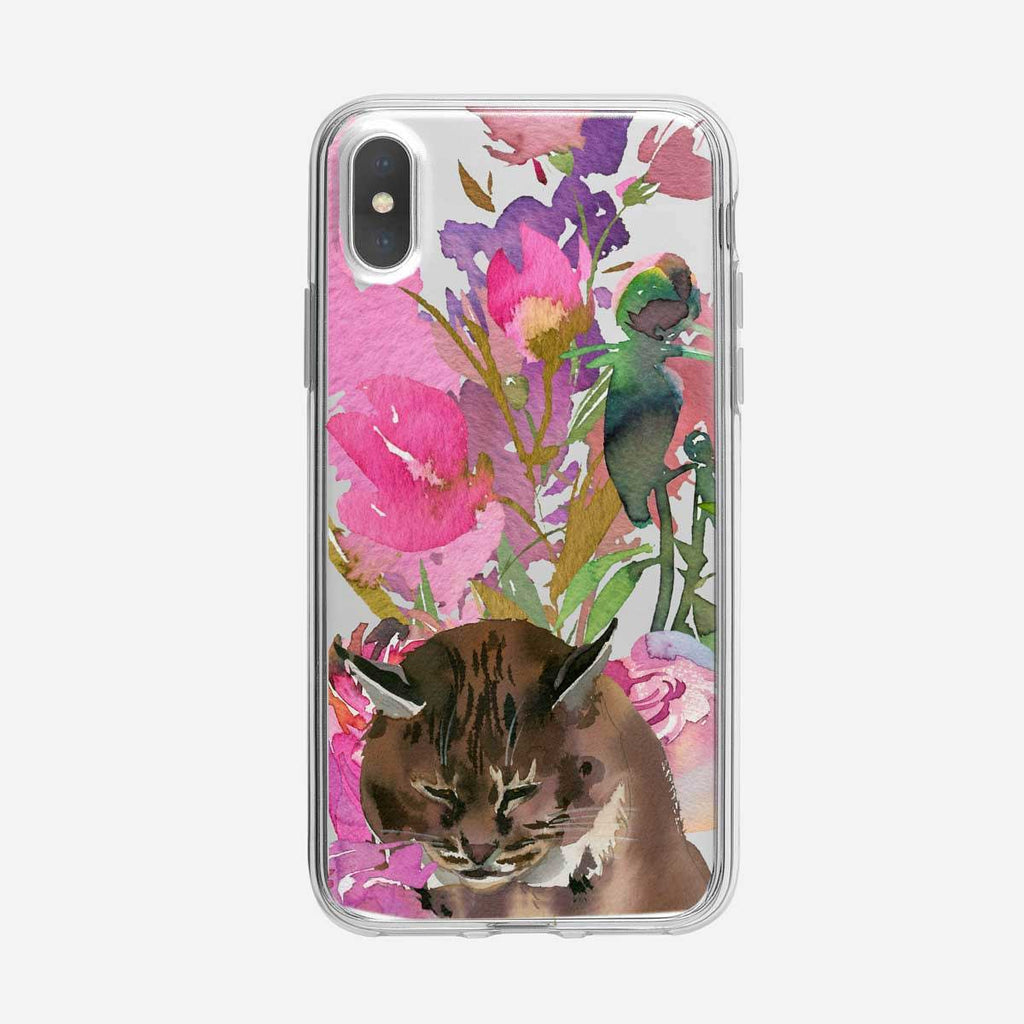 Watercolor Floral Cat iPhone Case from Tiny Quail