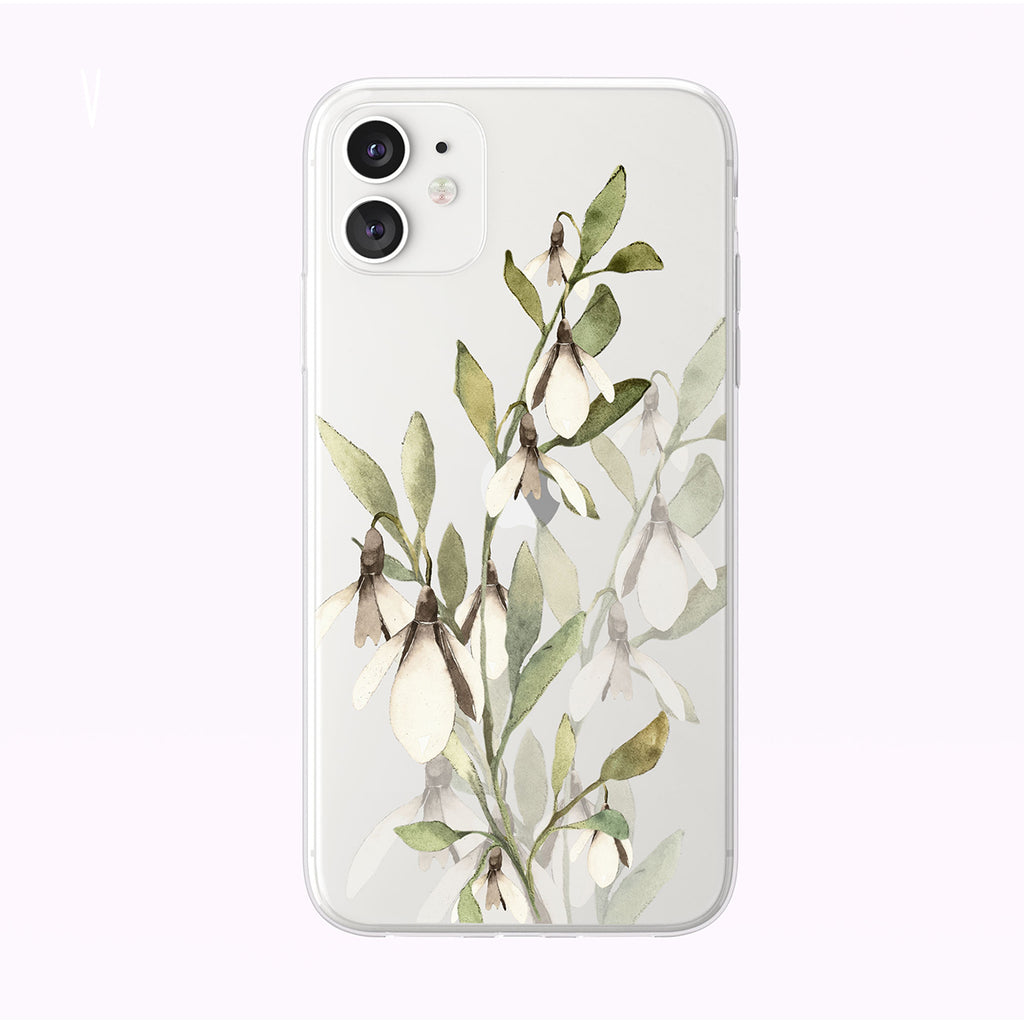 Simple Green and White Forest Flowers Clear iPhone Case from Tiny Quail