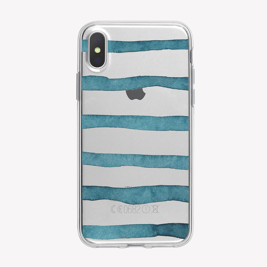 Watercolor Blue Stripes Clear iPhone Case from Tiny Quail