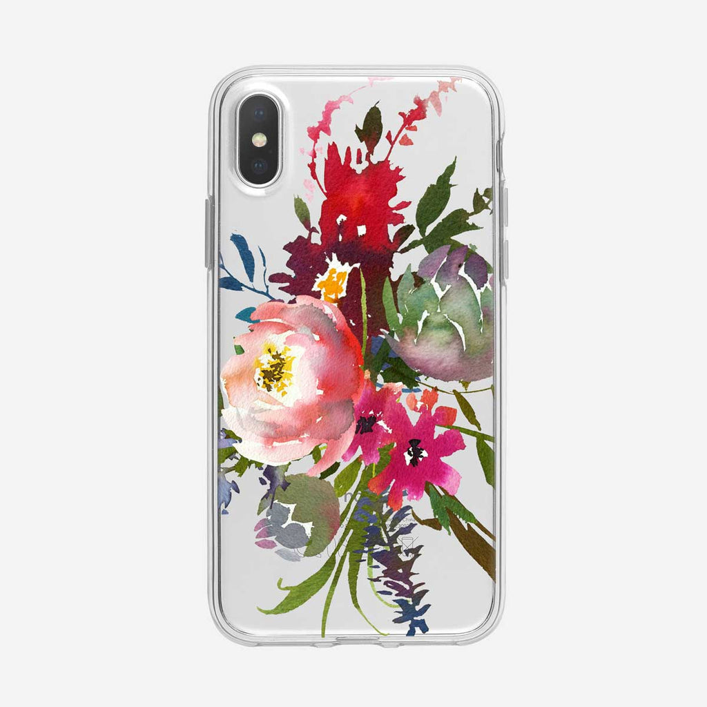 Watercolor Floral with Succulent Clear iPhone Case from Tiny Quail