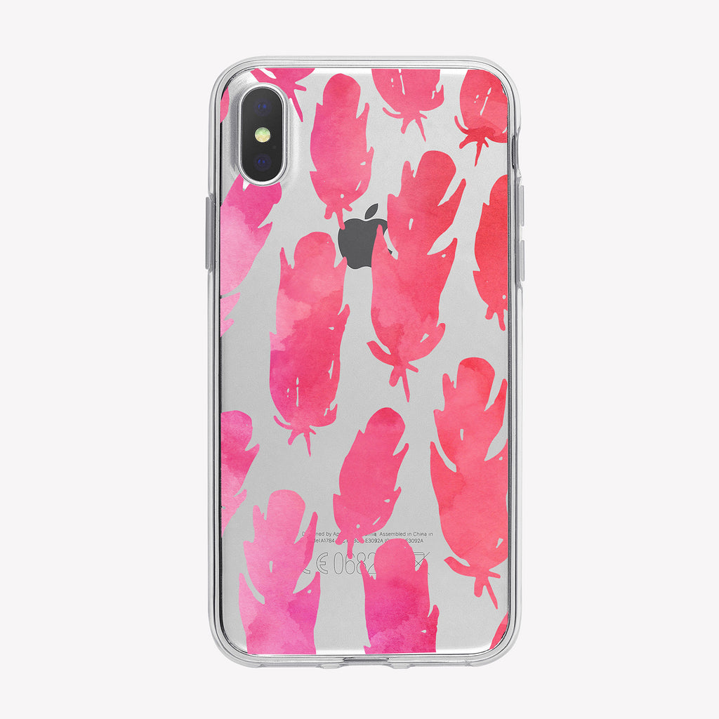 Watercolor Pink Feathers Pattern iPhone Case from Tiny Quail