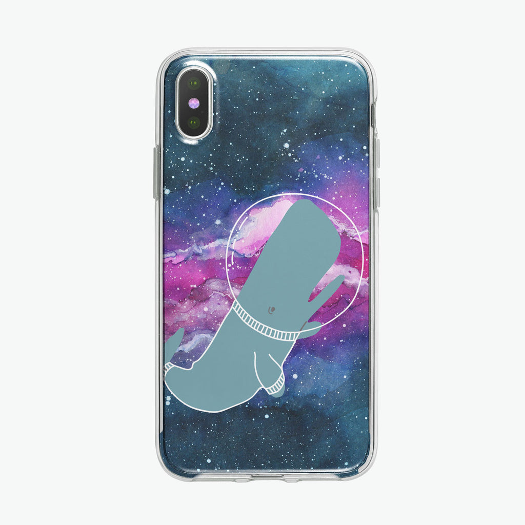 Blue Whale in Space iPhone Case by Tiny Quail