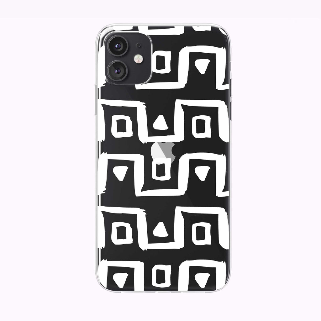 White Chunky Lines White Pattern Clear iPhone Case from Tiny Quail