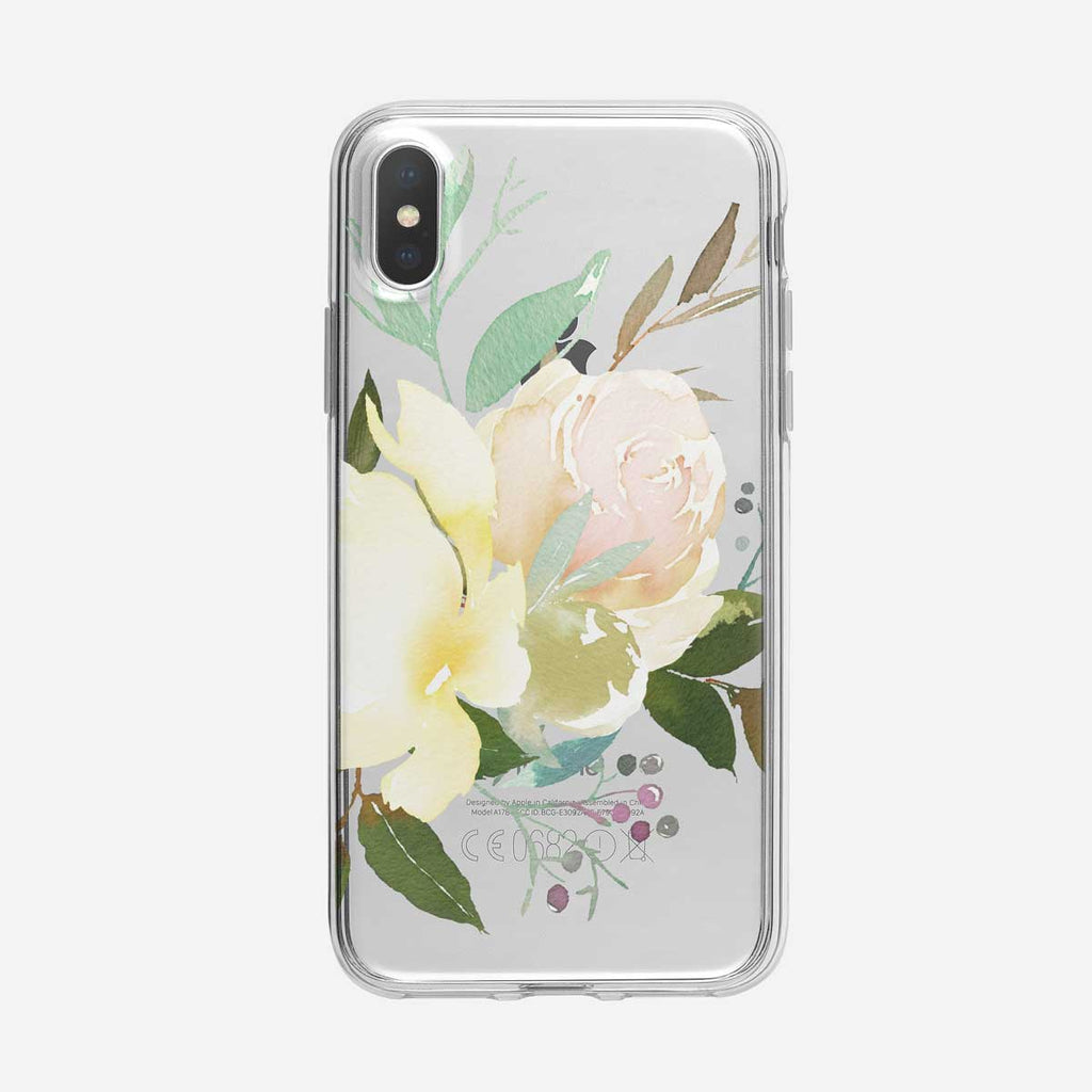 White Roses Clear iPhone Case From Tiny Quail