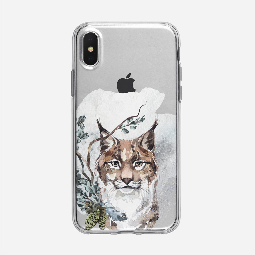 Winter Watercolor Lynx iPhone Clear Case from Tiny Quail